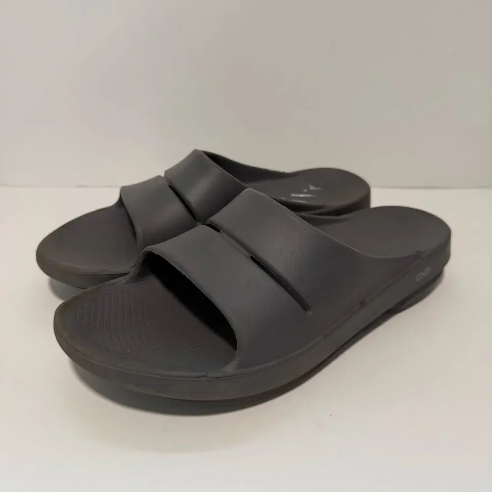 Oofos Ooahh Men's Sport Slide Sandals Grey 12 Comfort Cushion‎ Casual Recovery